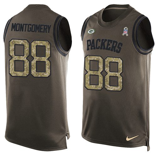 Men's Limited Ty Montgomery Nike Jersey Green - #88 Salute to Service Tank Top NFL Green Bay Packers